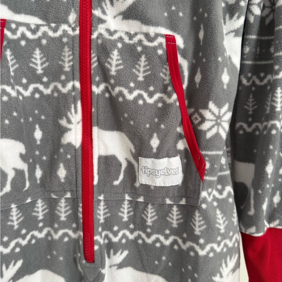 Tipsy Elves Men's Grey Moose Fair Isle Christmas Onesie Jumpsuit Size XS - NWOT - Picture 9 of 11